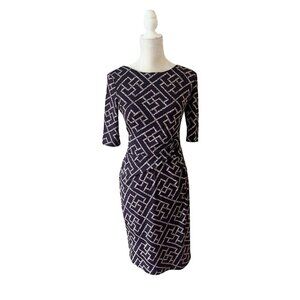 Connected Apparel Geometric Print Dress Size 6 Polyester Spandex